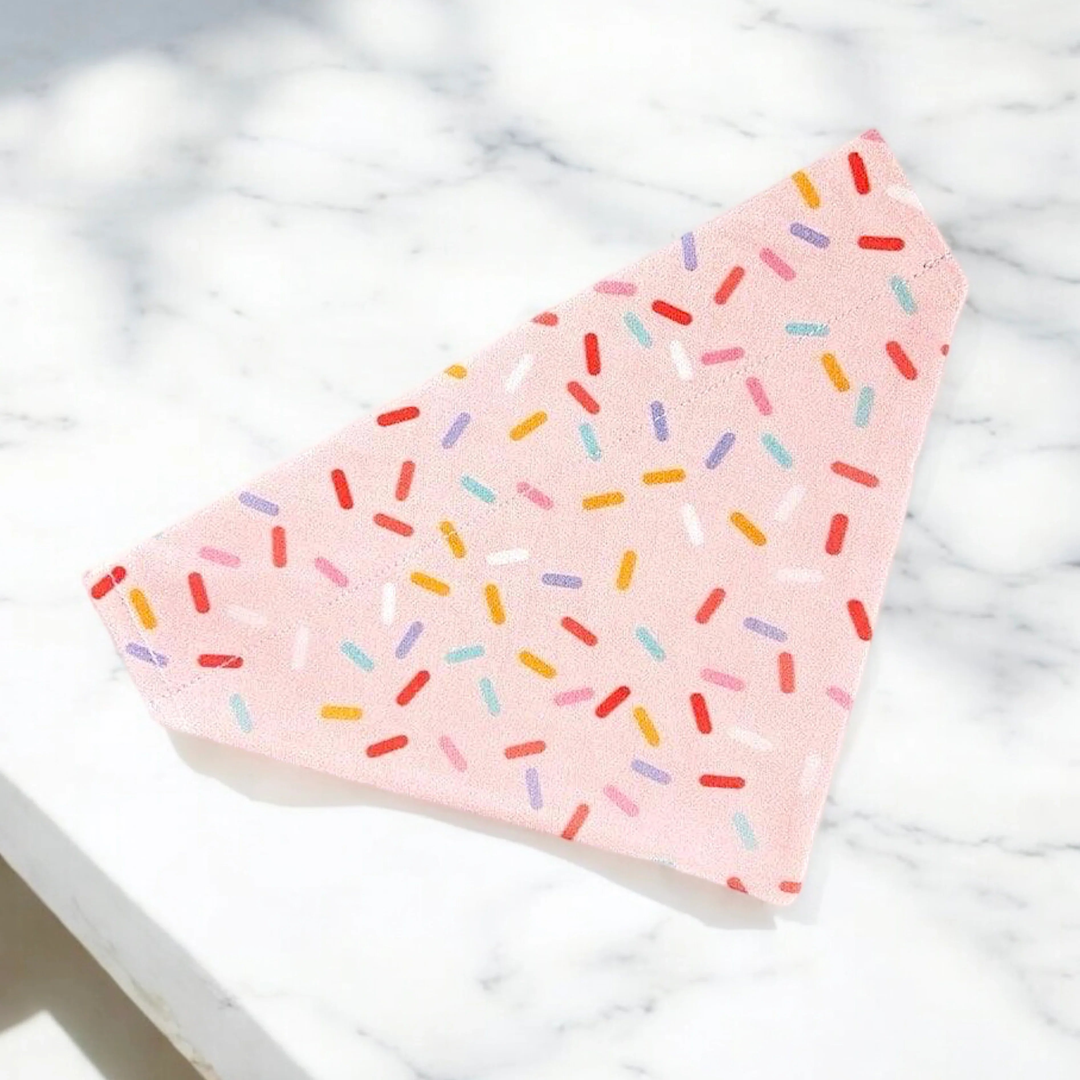 Pink birthday sprinkles pattern bandana for dogs or cats