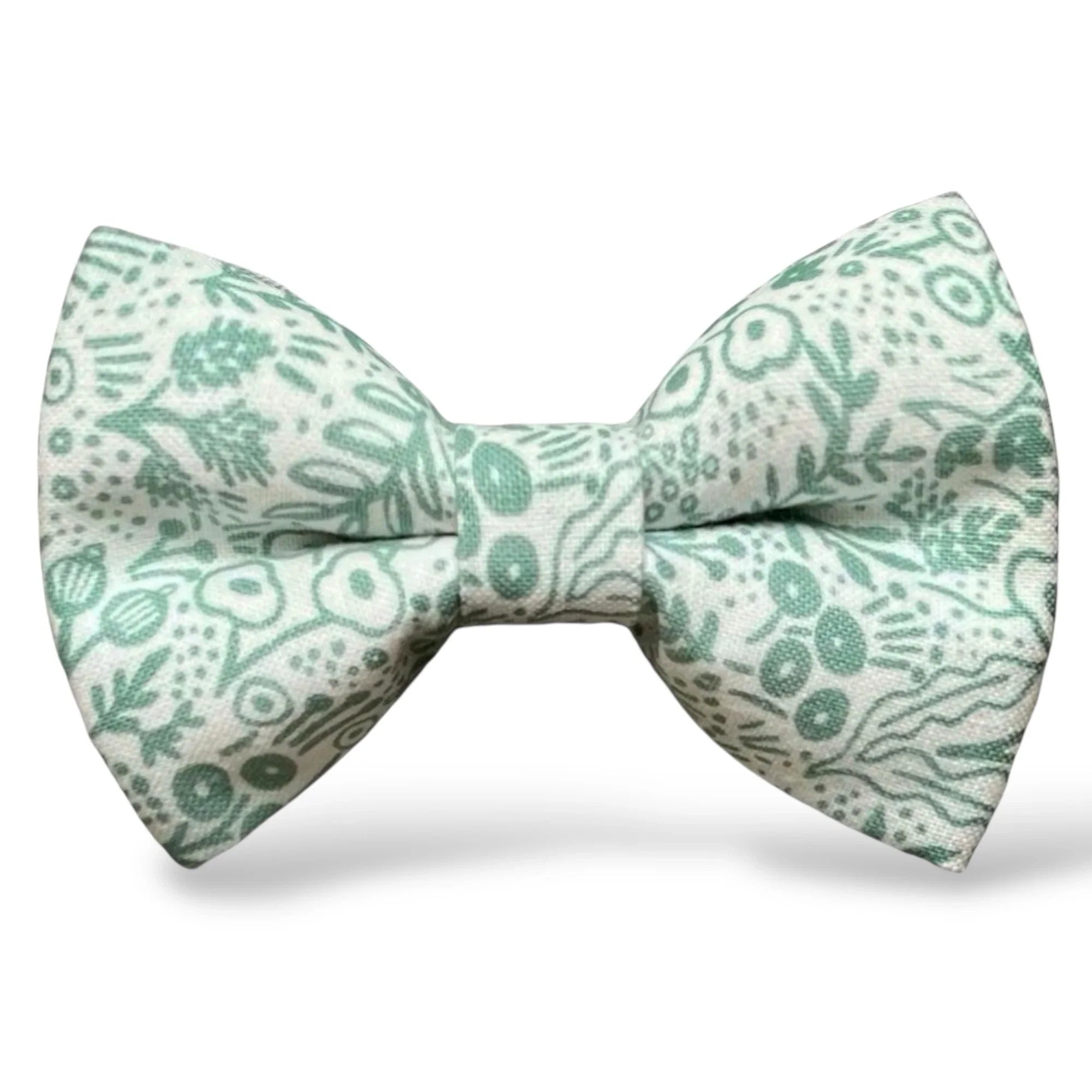 Green floral bow tie for men, weddings and groomsmen, on a white background
