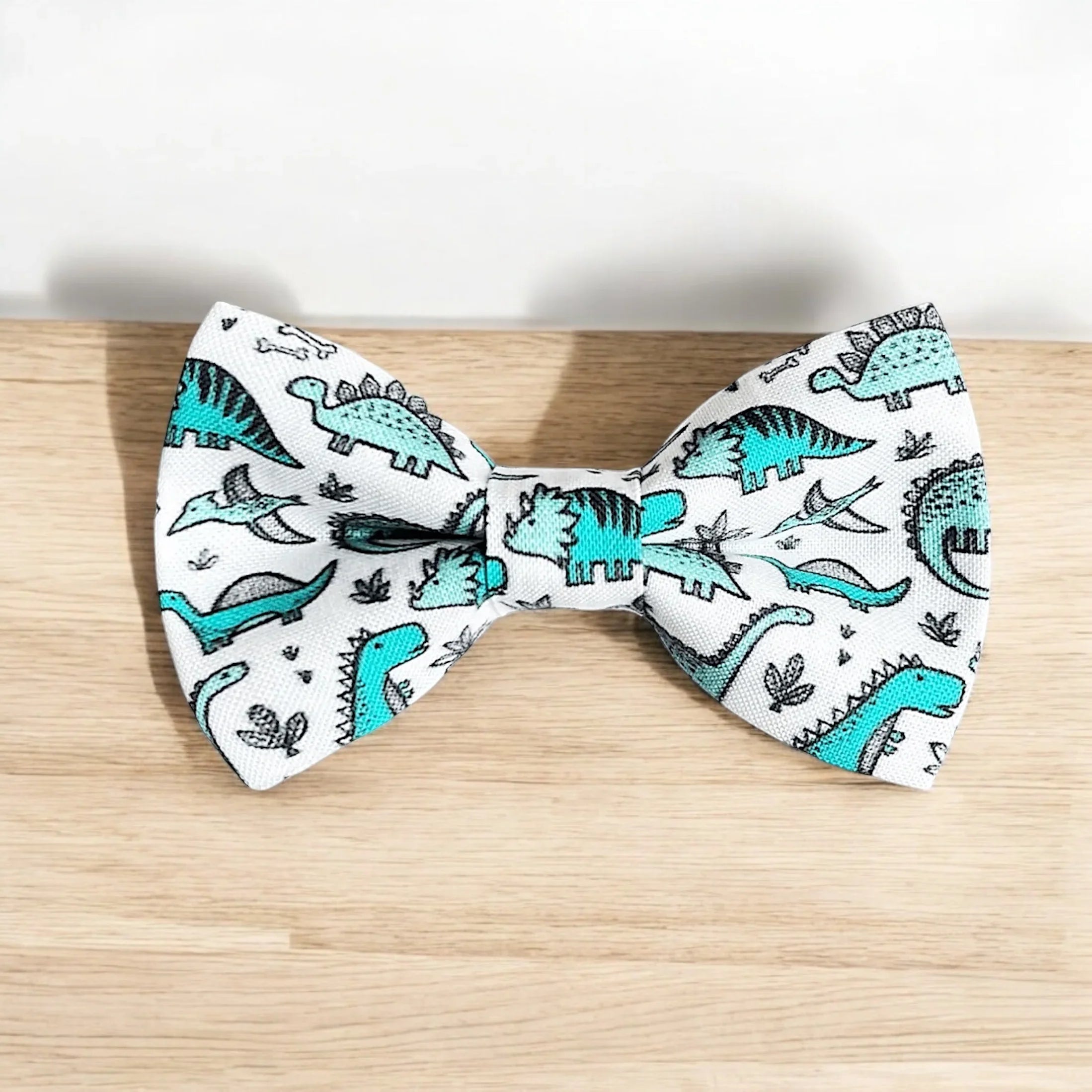 Blue dinosaur bow tie