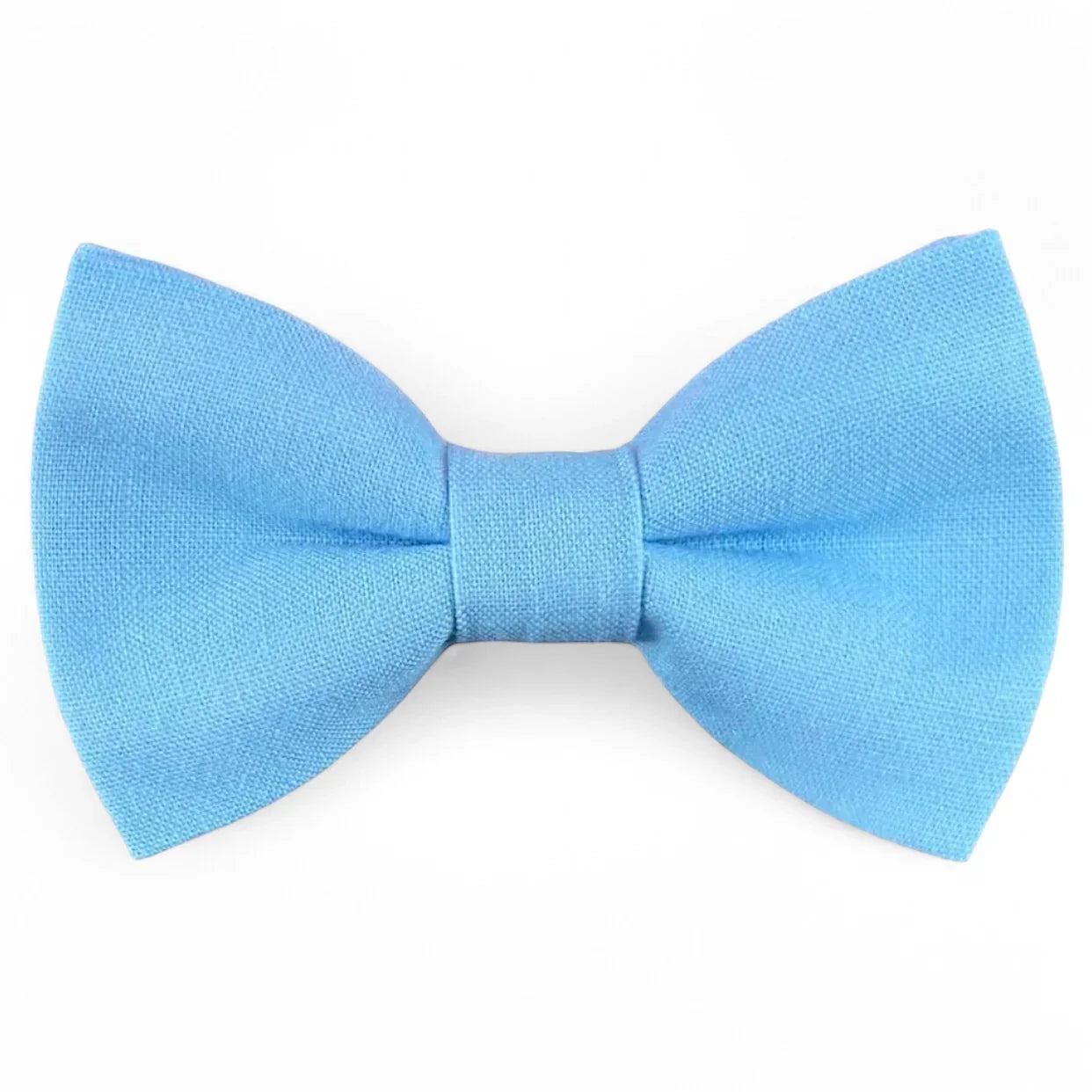 Light blue bow tie on a white background