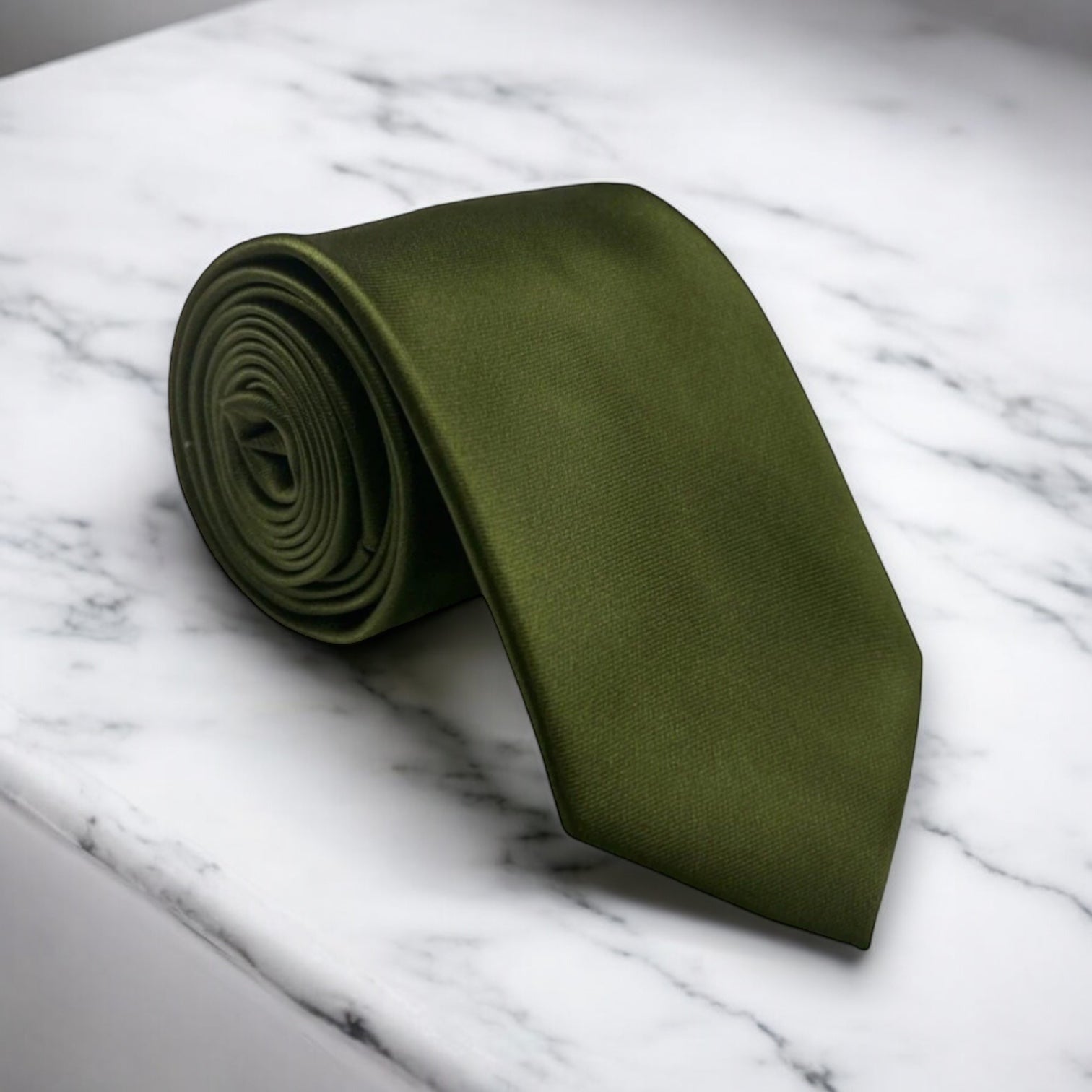 Olive Necktie- Satin Olive Men’s tie for wedding.