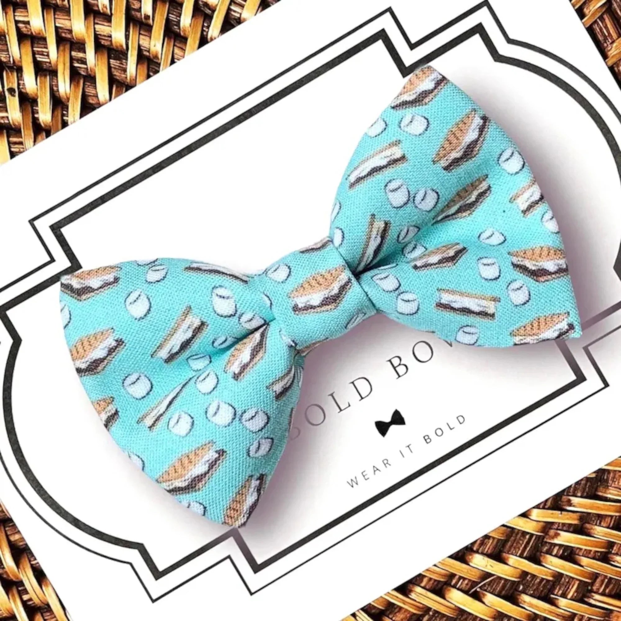 Smores dog bow tie for summer camping.