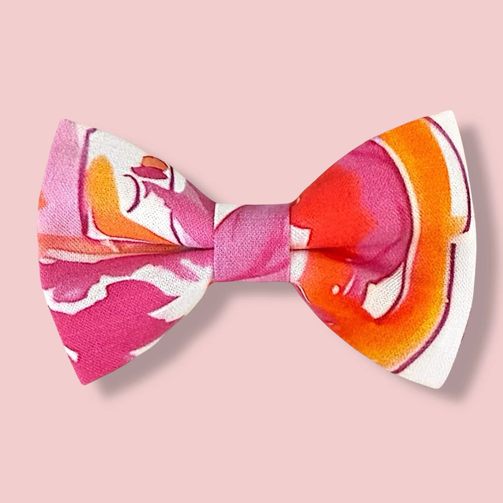 Preppy hair bow in pink and orange