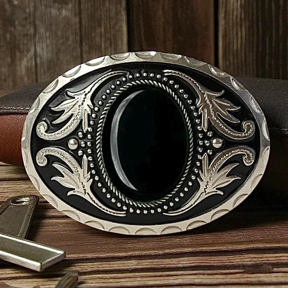 Black Onyx Belt Buckle Cowboy Western Accessory