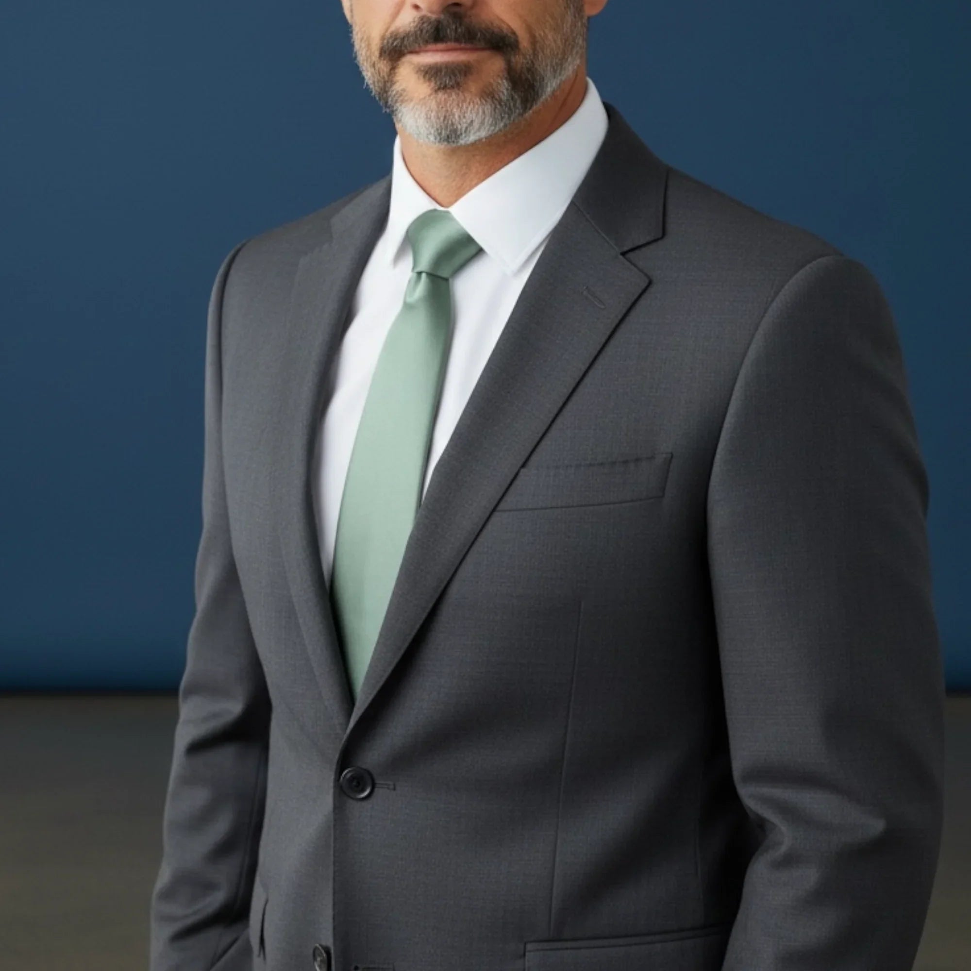 Groomsman wearing a Sage tie for a wedding.