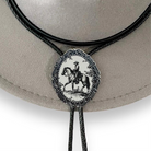 Bolo Tie Western Cowboy- Black & White and Silver