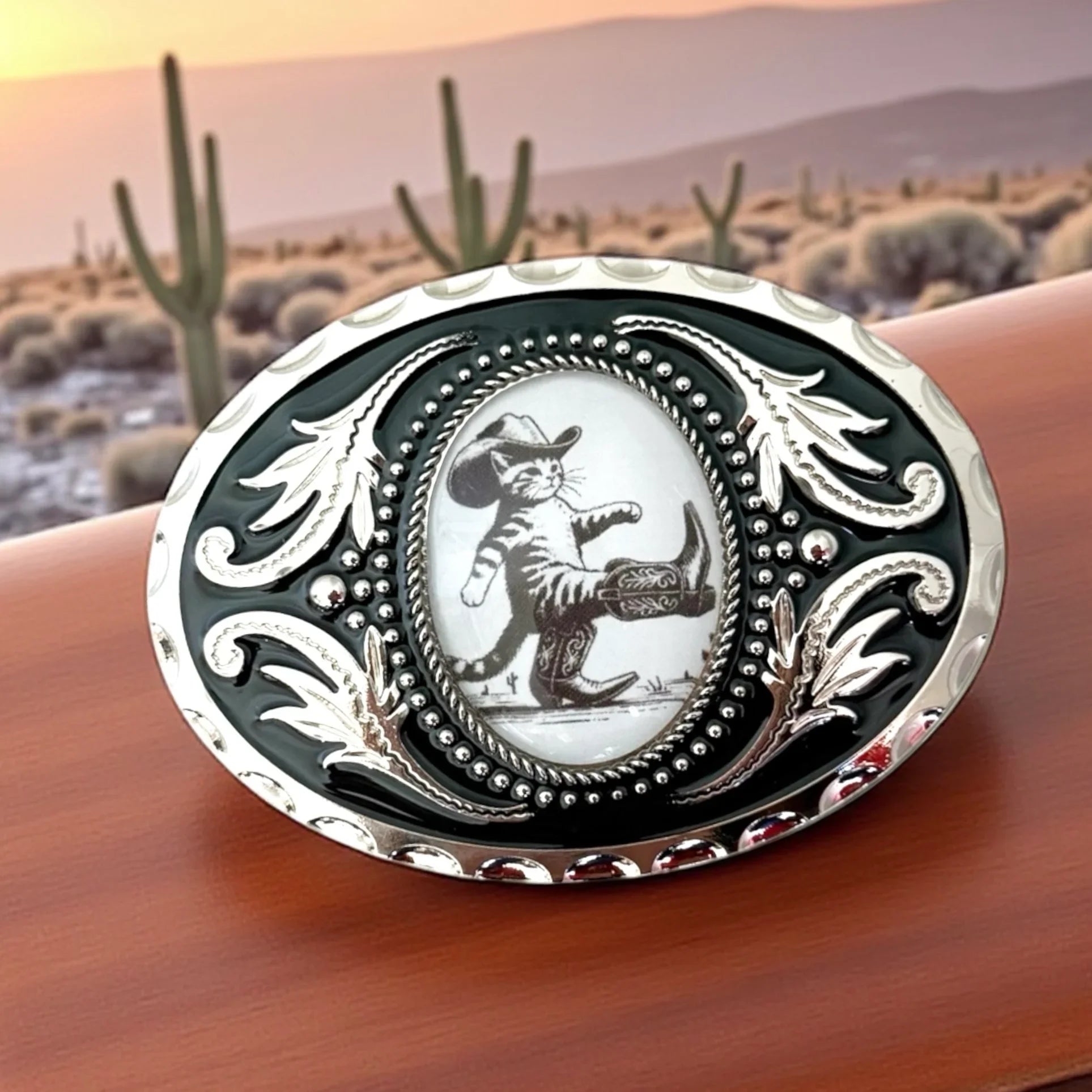 Cowboy Kitten Belt Buckle Western Accessory