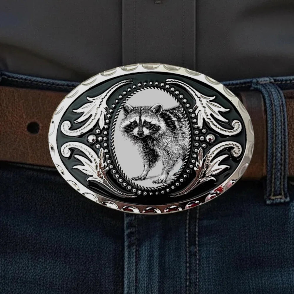 Two options for belt buckles: Option 1 has a leaf pattern and option 2 has flowers on it
