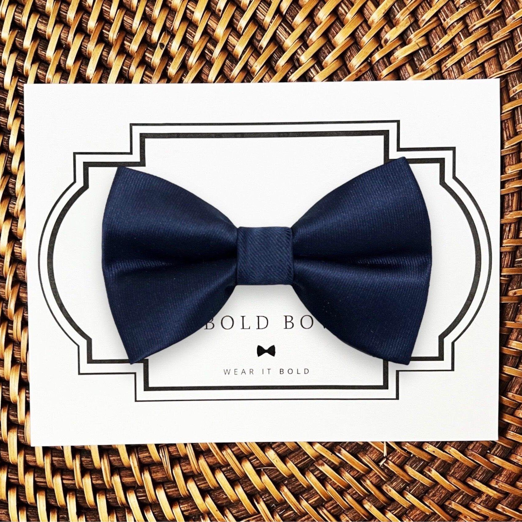 Navy Blue Satin Bow Tie for Dog Collar or Cat Collar- perfect for a dog wedding outfit.