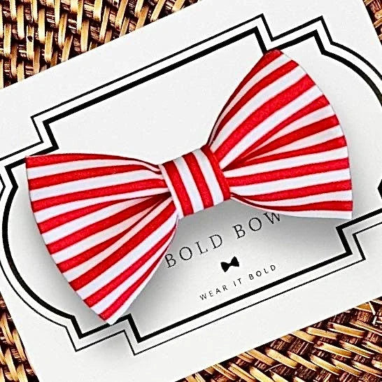 Red and White Striped Dog Bow Tie for Dog Collar and Cat Collar