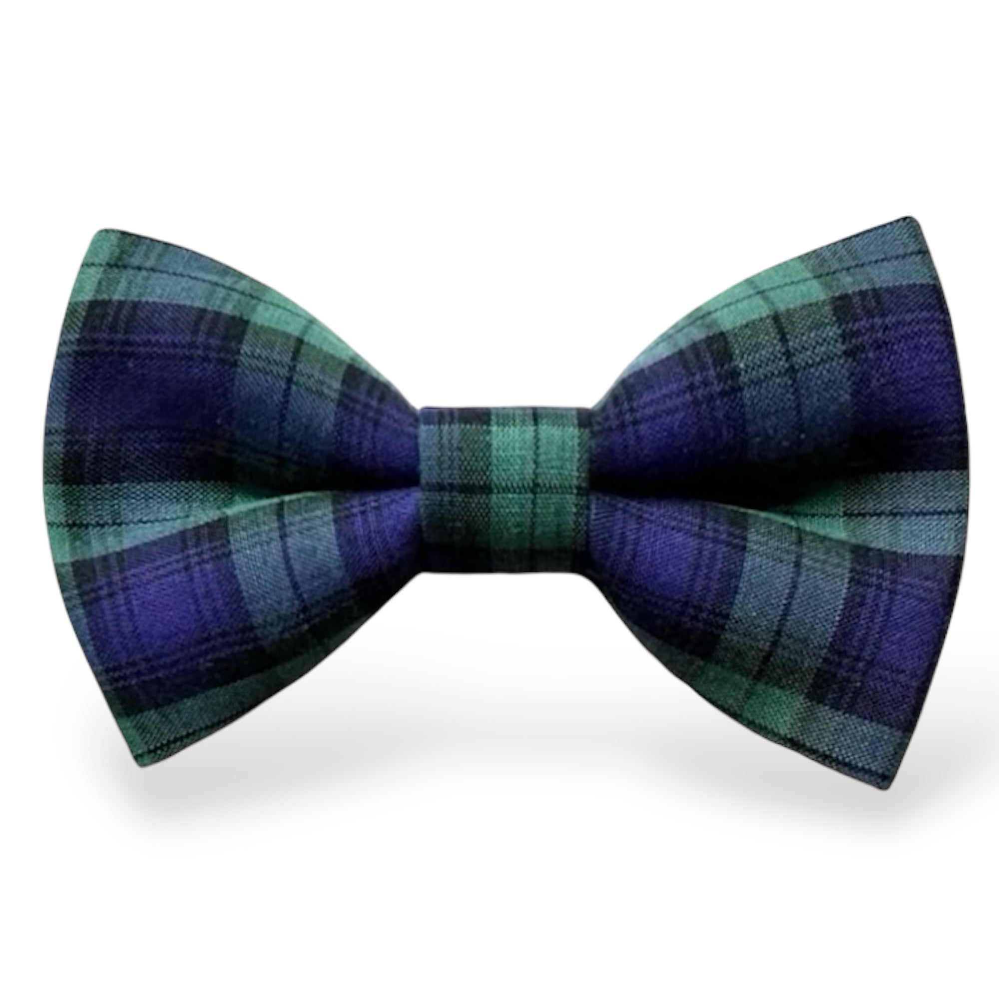 Navy Plaid Bow Tie - Blue and Green Tartan For Christmas and winter weddings.