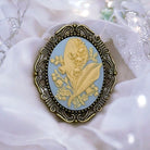 Lily of the Valley Brooch, Light Blue May Flower Cameo Brooch