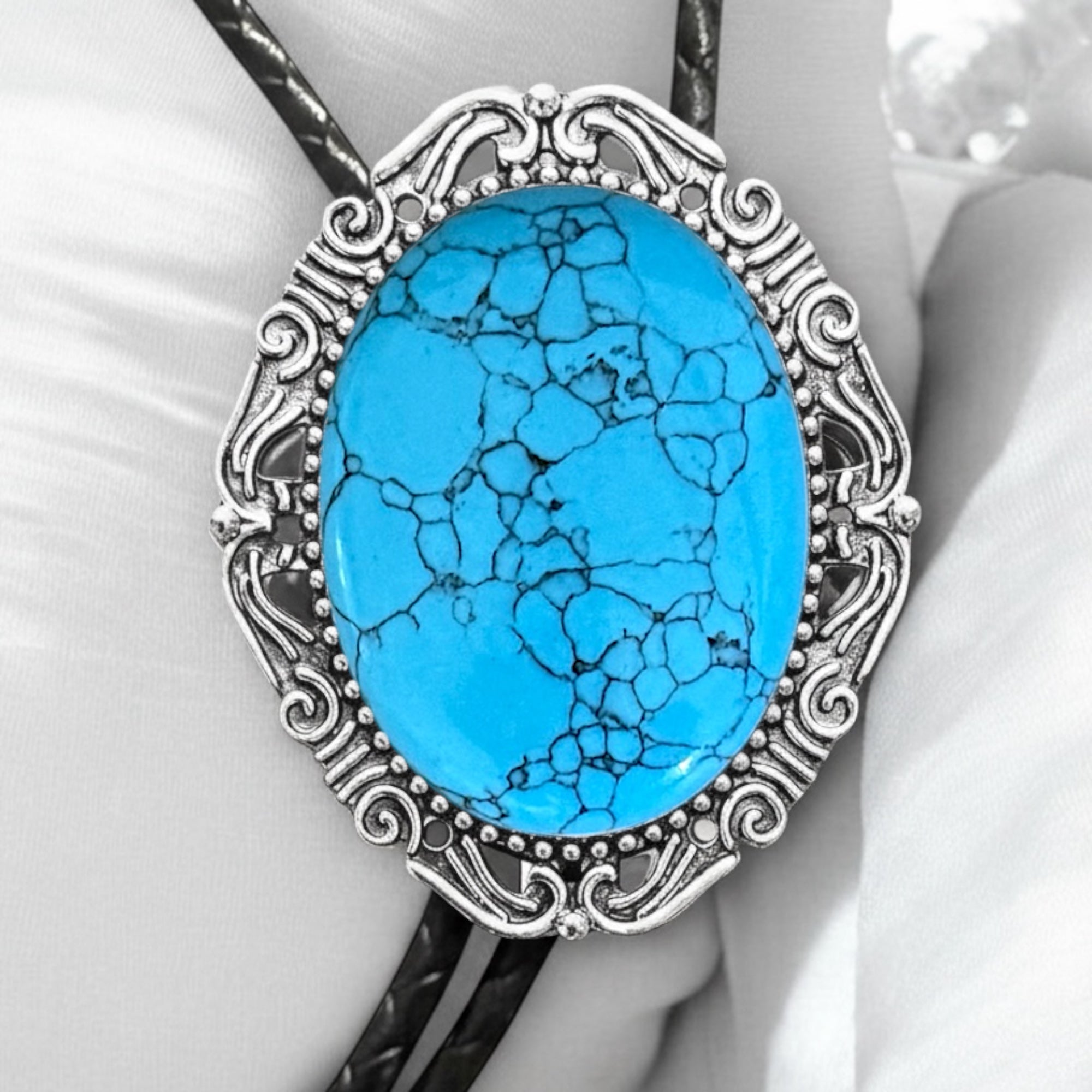 Dark Turquoise Bolo Tie- Silver Western Wedding Accessory by The Bold Bow Tie