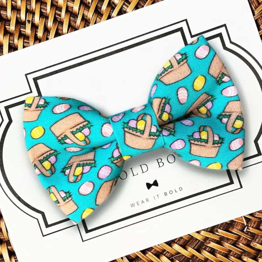 Easter Basket Dog bow tie or Cat bow tie for pet bowtie collar for easter.