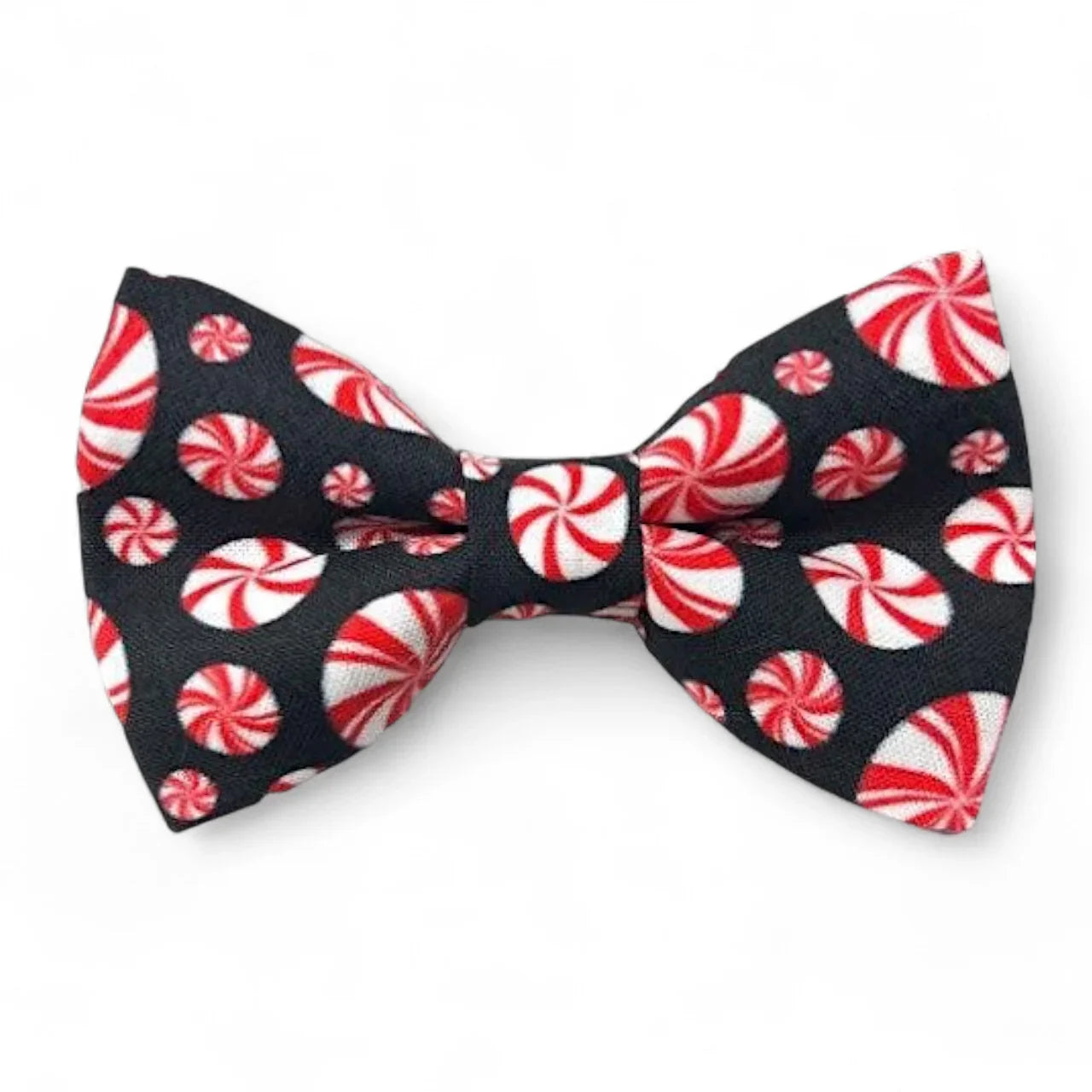 Christmas bow tie in red and white peppermint.