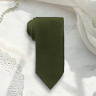 Olive green men’s tie for wedding.