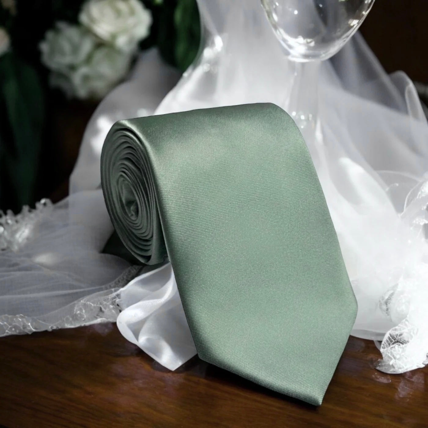 Sage green necktie for men’s tie for wedding.