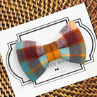 Orange and Blue plaid Dog Bow Tie for Dog and Cat Collar