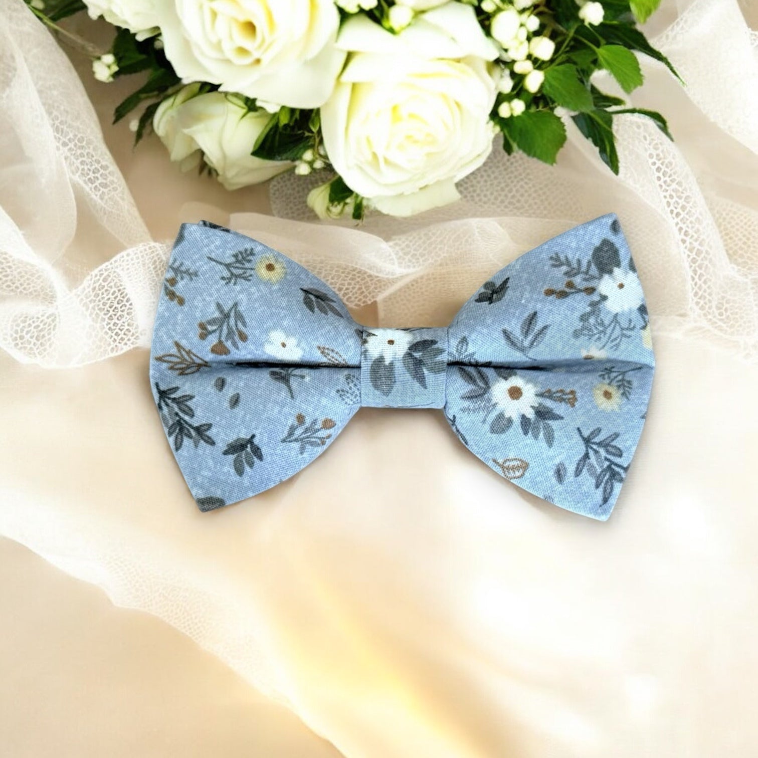Blue Floral Bow Tie for ring bearers, groomsmen or groom.