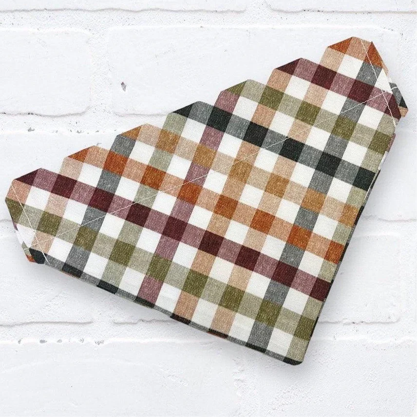 Dog Bandana- Fall Autumn Orange Plaid for Thanksgiving and Halloween