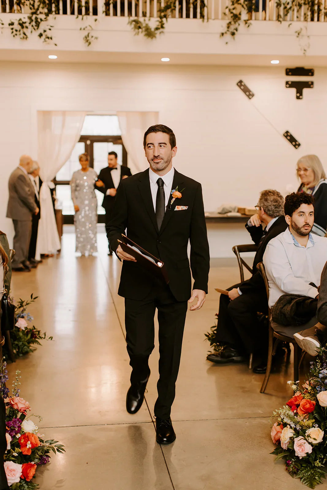 Black Men’s Tie for Wedding being worn by a wedding guest.