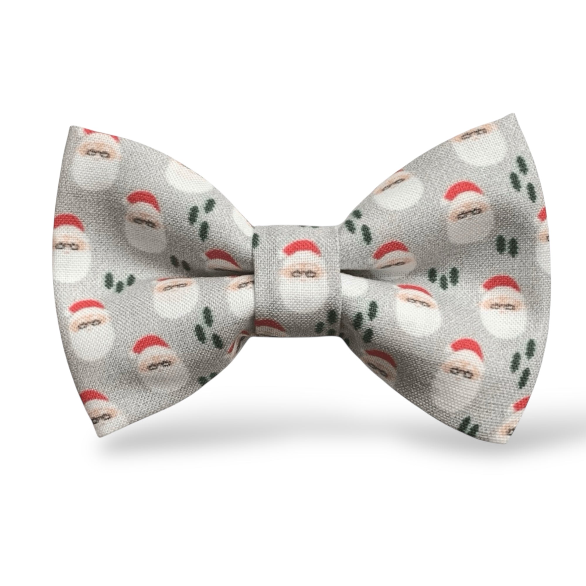 Bow tie with Santa Claus pattern on a gray background