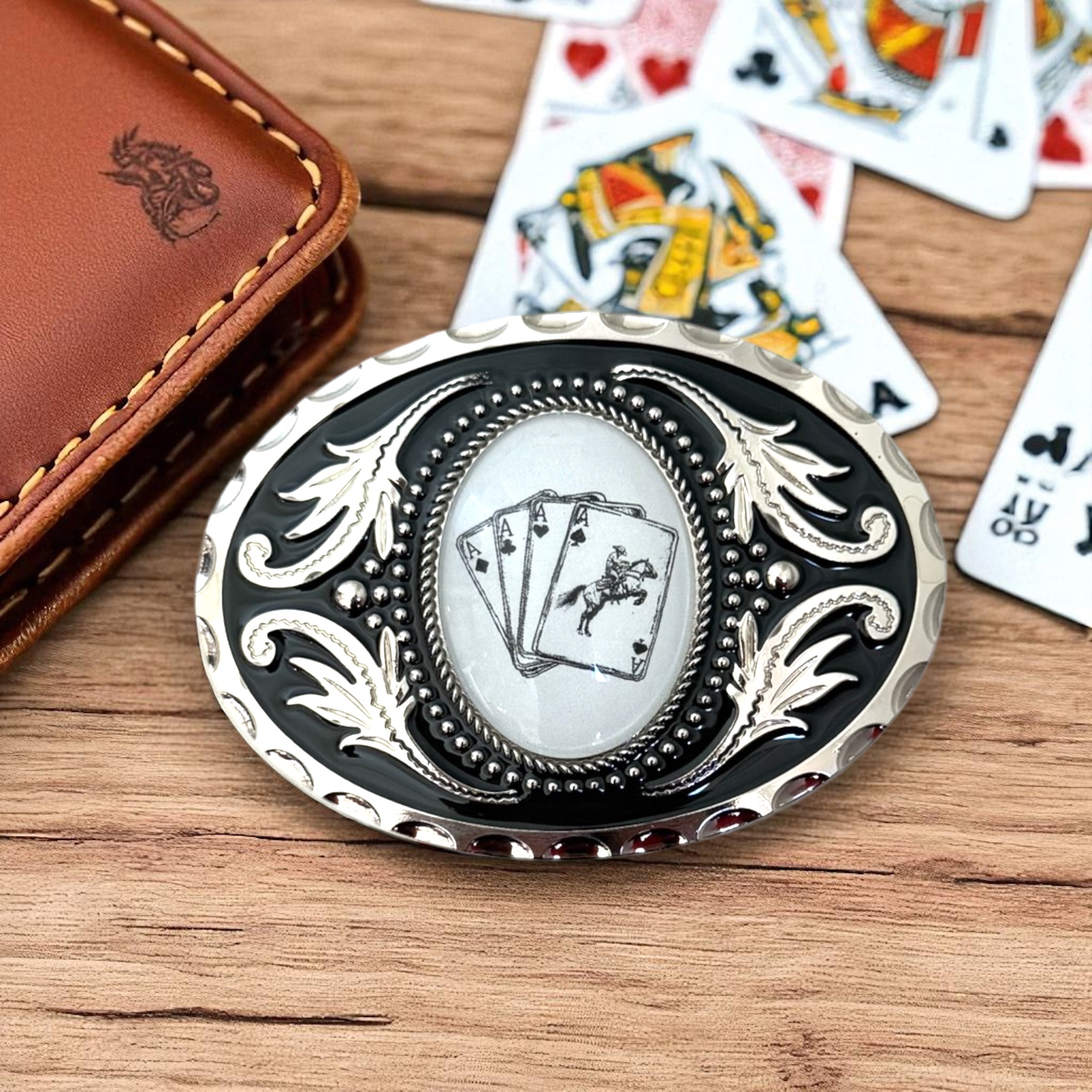 Deck of Cards Belt Buckle Western Cowboy Accessory