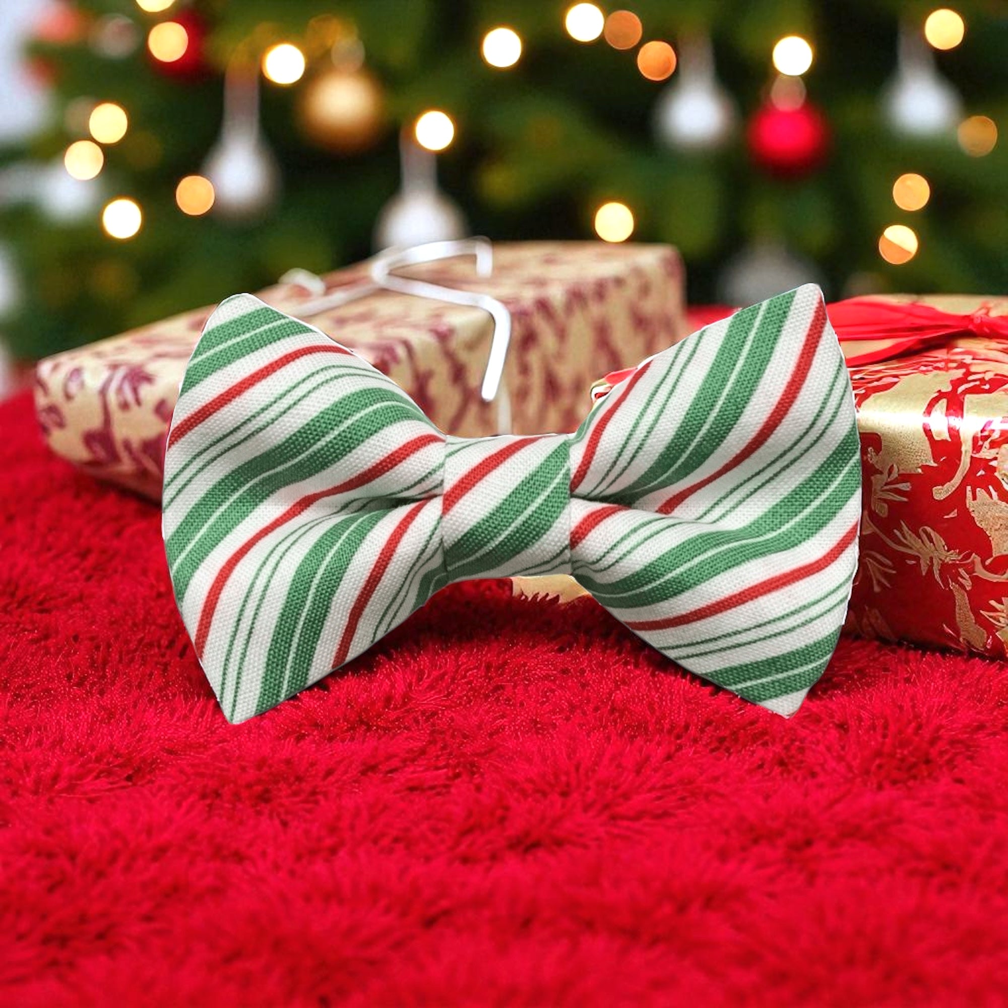 Wintergreen Candy Cane Christmas Bow Tie