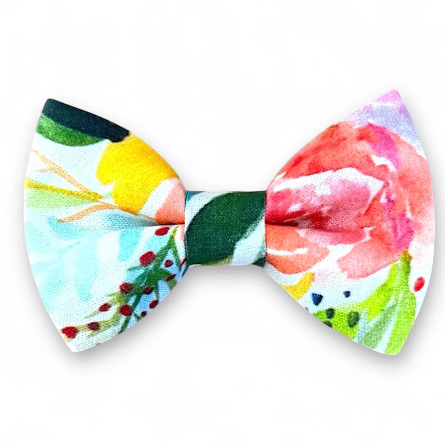 Mens bow tie with pink, yellows and greens.