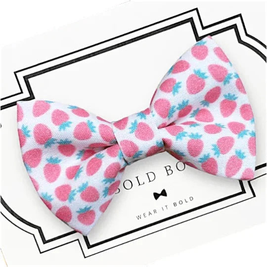 Pink Strawberry Dog bow tie or Cat bow tie for pet bowtie collar.