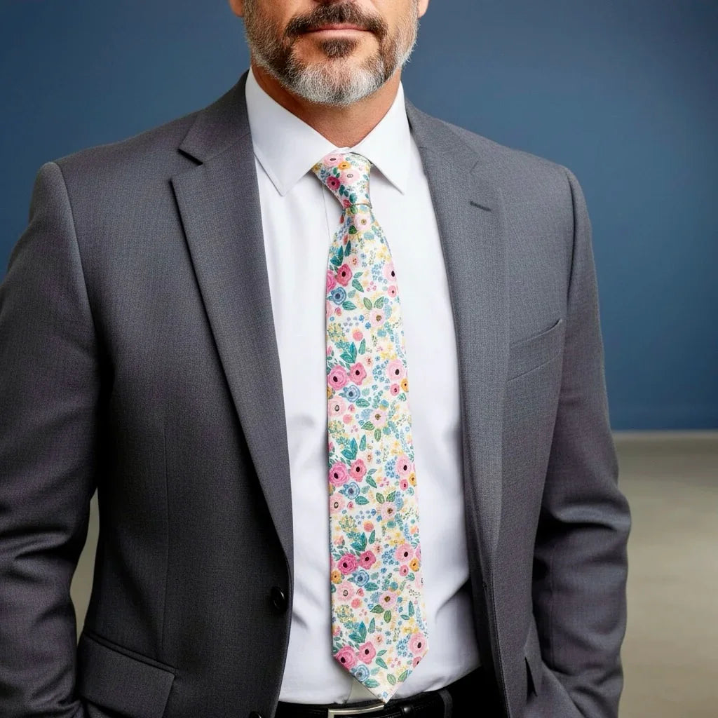 Wonderland Garden Floral Necktie- Men’s Tie for Wedding