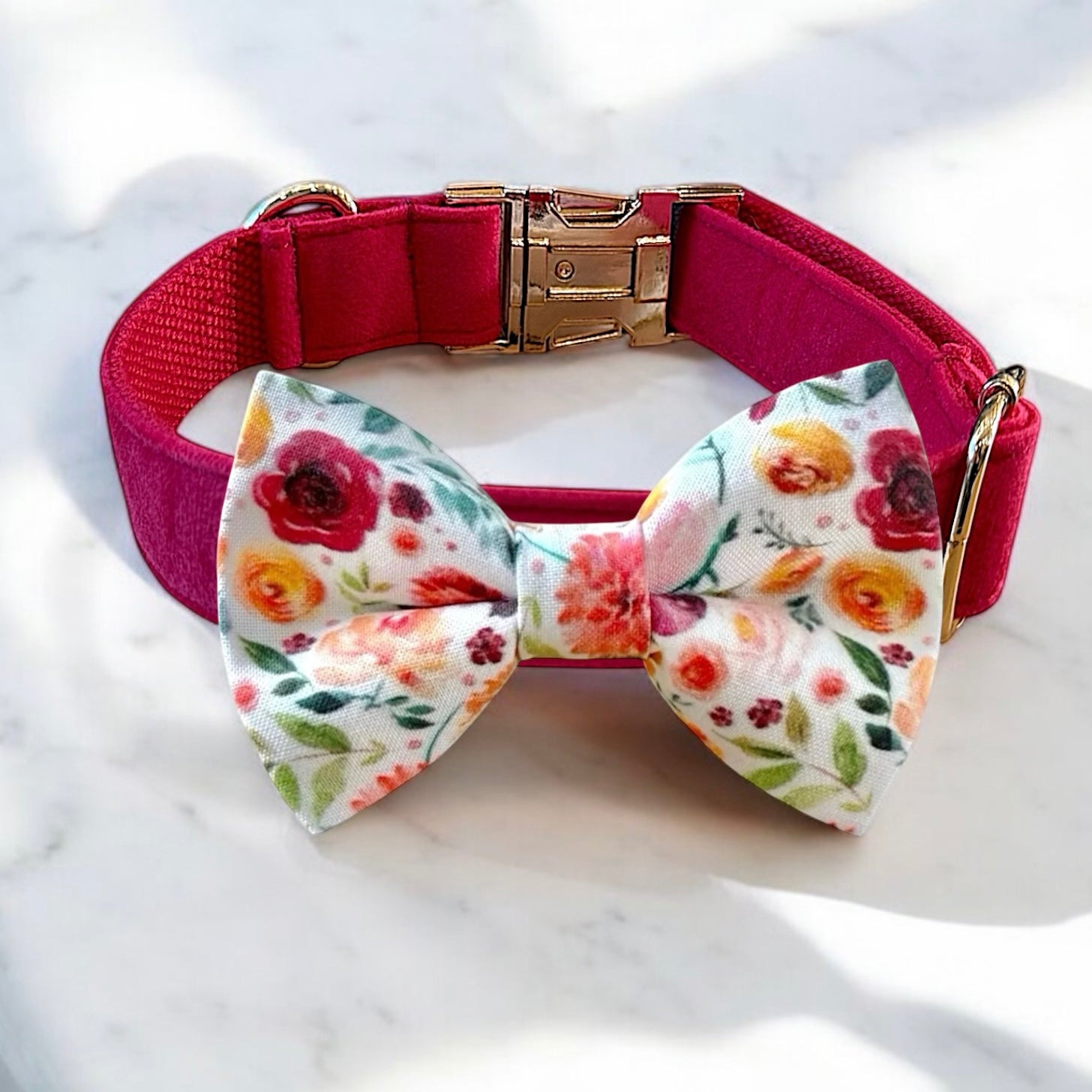 Warm Wildflower Dog Bow Tie Collar for dog wedding collar