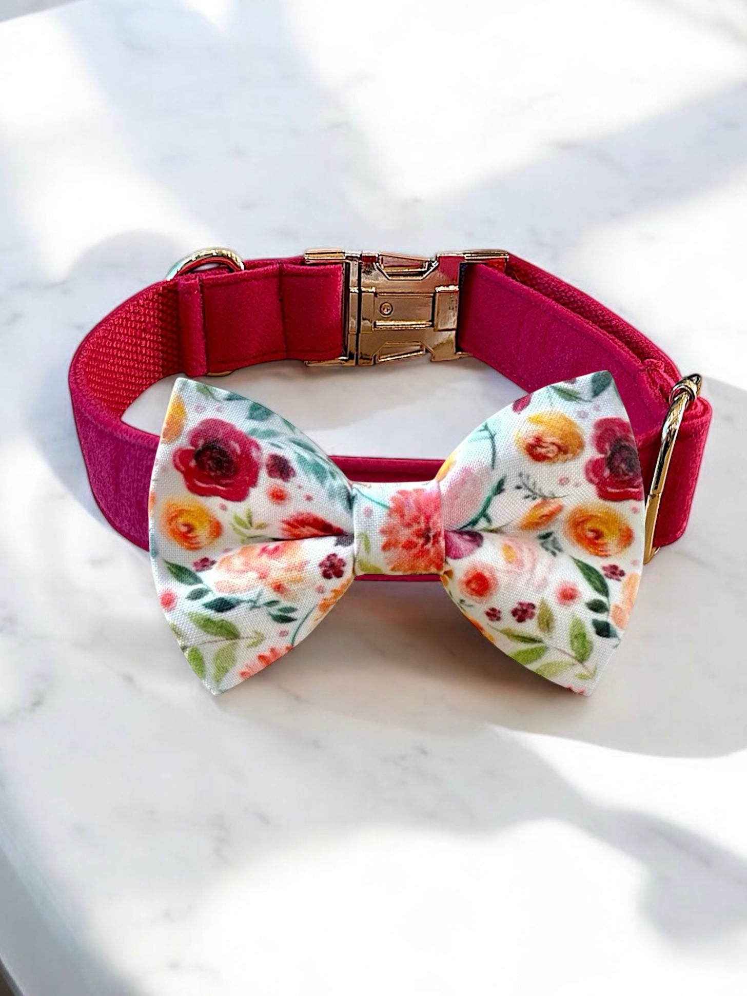 Warm Wildflower Dog Bow Tie Collar for dog wedding collar
