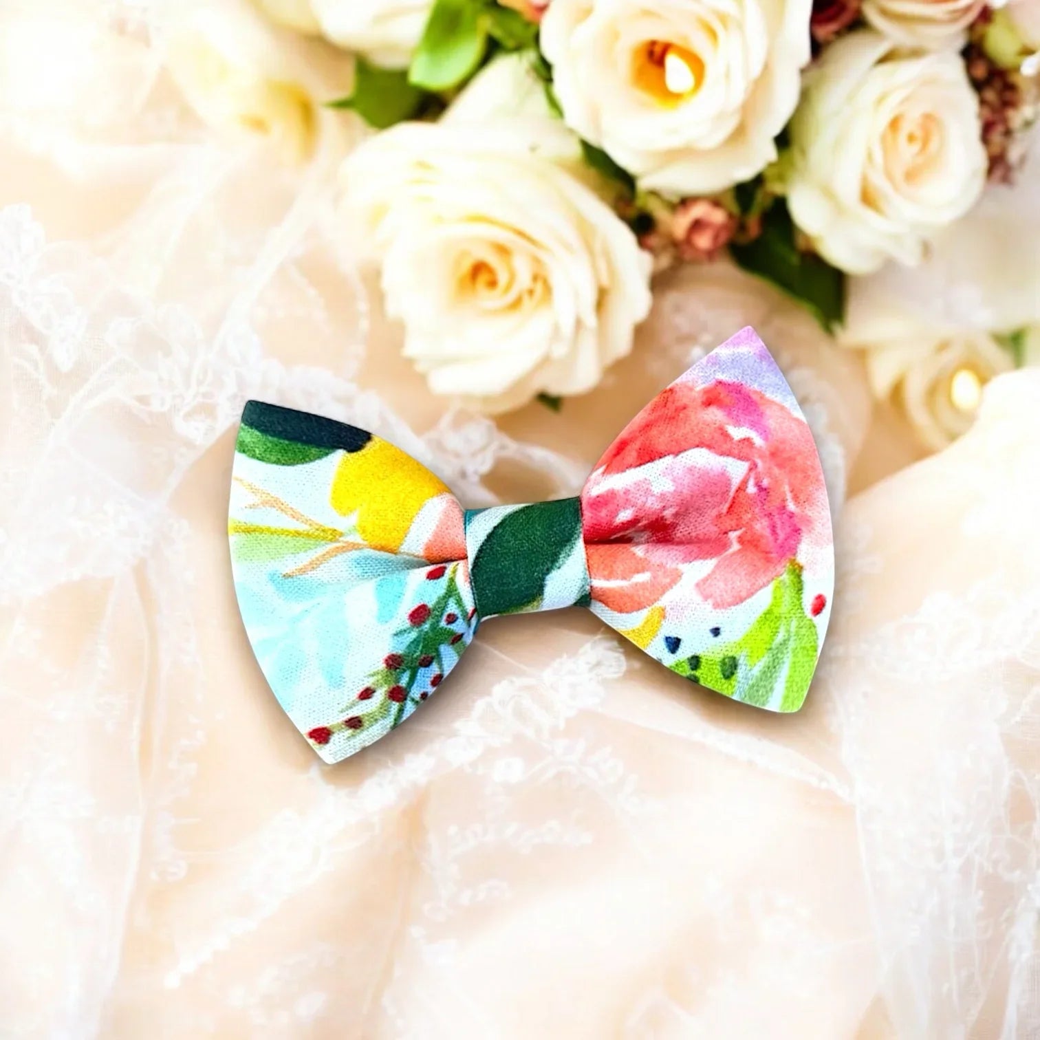 Colorful bow tie with flowers