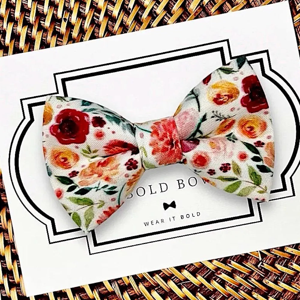Wildflower Floral Dog Bow Tie or Cat Bow Tie