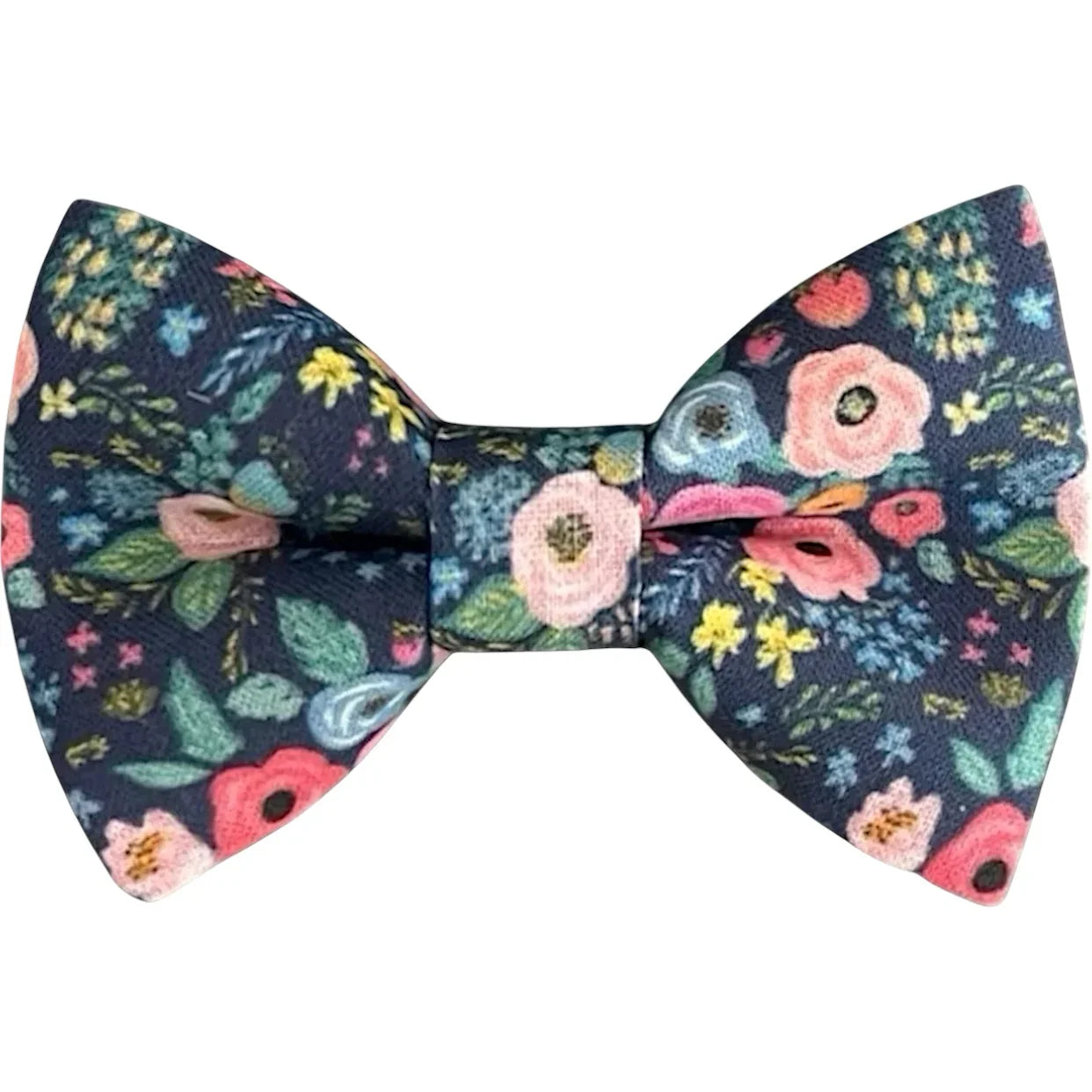 Navy floral bow tie for men, weddings and groomsmen, on a white background