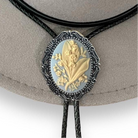 Silver Bolo Tie - Lily of the Valley in Light Blue