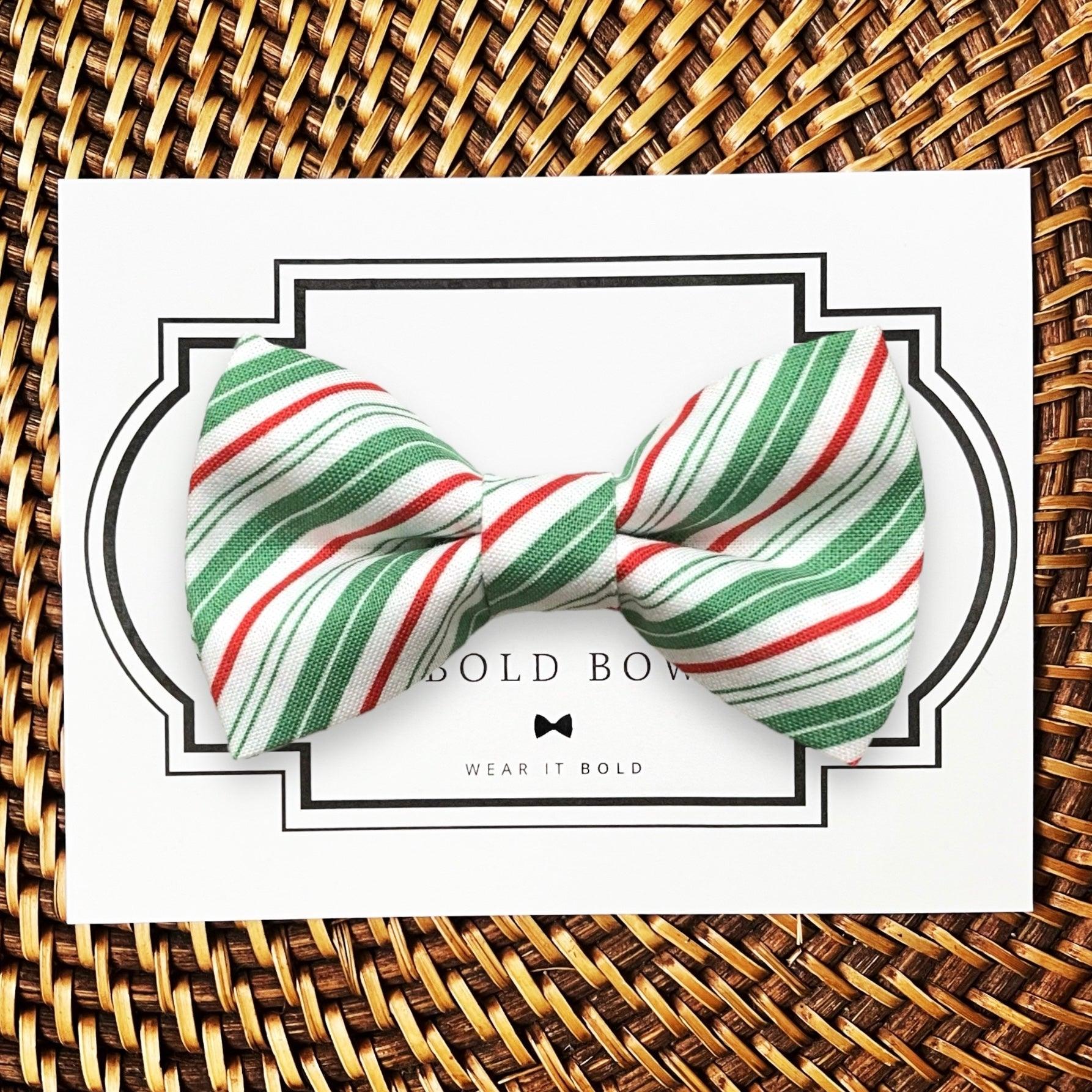 Wintergreen Candy Cane Dog Bow Tie for Dog Collar and Cat Collar