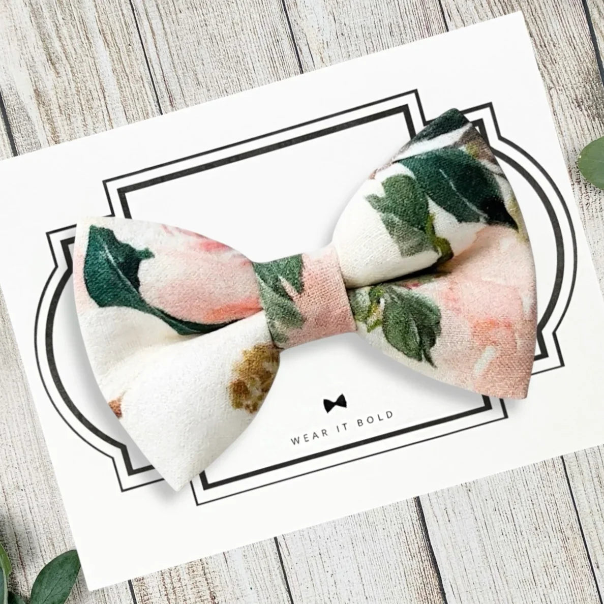 Blush Floral Dog bow tie or Cat bow tie for pet bowtie collar for wedding.