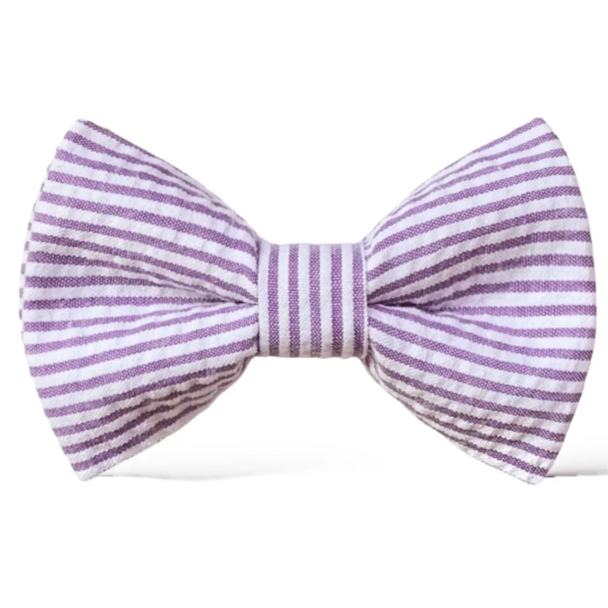Purple and white striped bow tie for men and children, toddlers and babies, for Easter or weddings on a white background