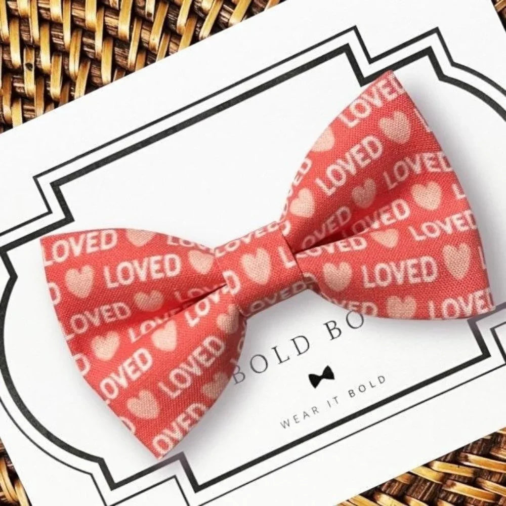 Pink Valentine’s Day dog bowtie or cat bowtie.