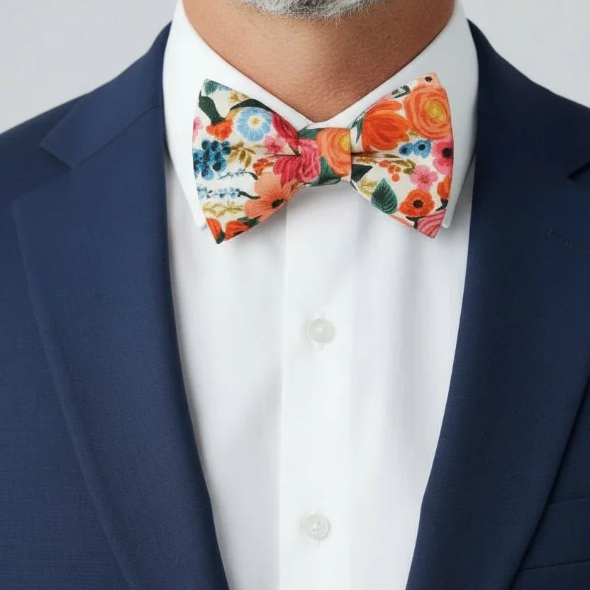 Floral Bow Tie- Rifle Paper Co Garden Party Fabric For a groomsman.
