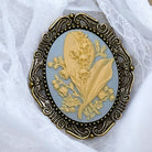 Lily of the Valley Brooch, Light Blue May Flower Cameo Brooch