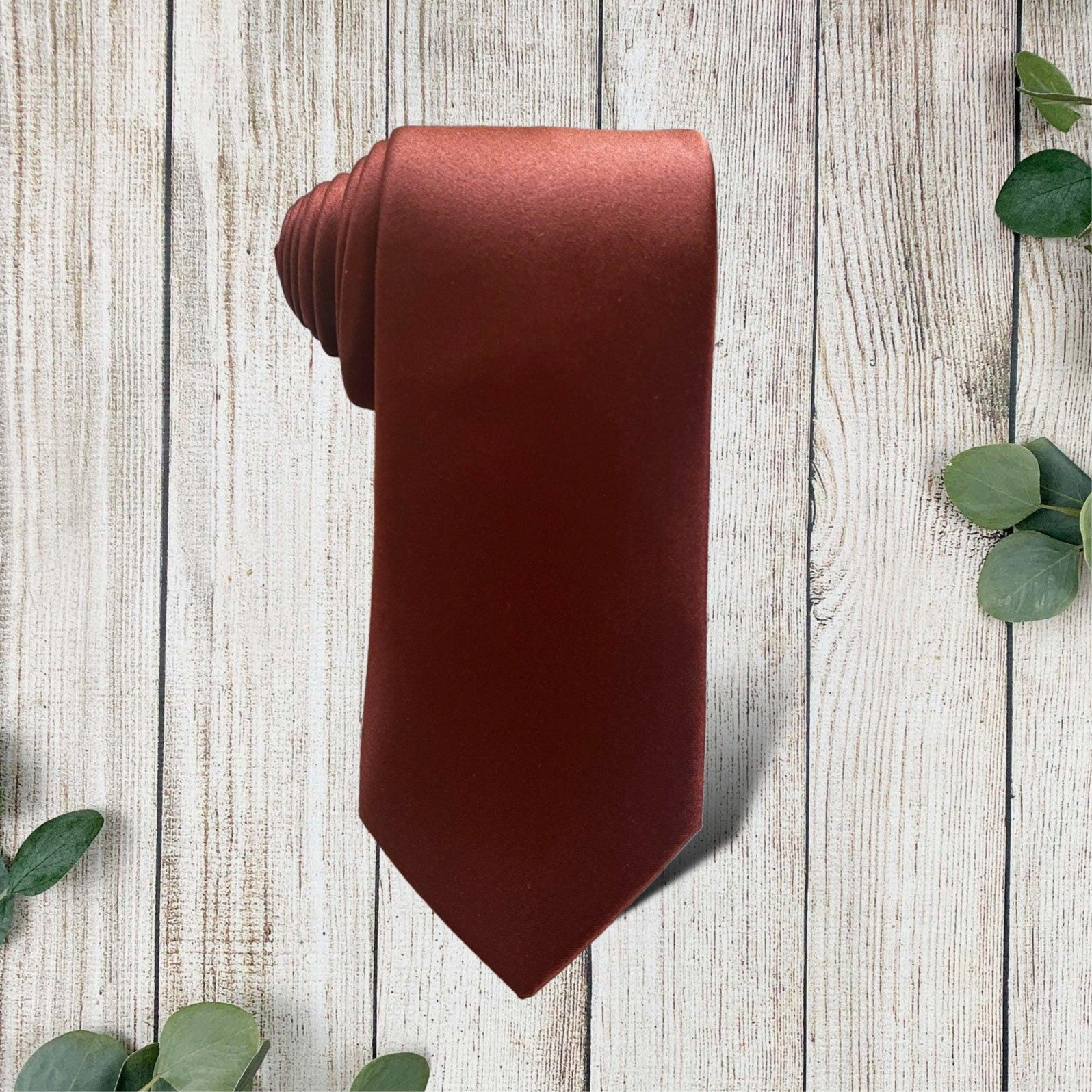 Cinnamon Satin Necktie- Men’s Tie for Wedding and Groomsmen