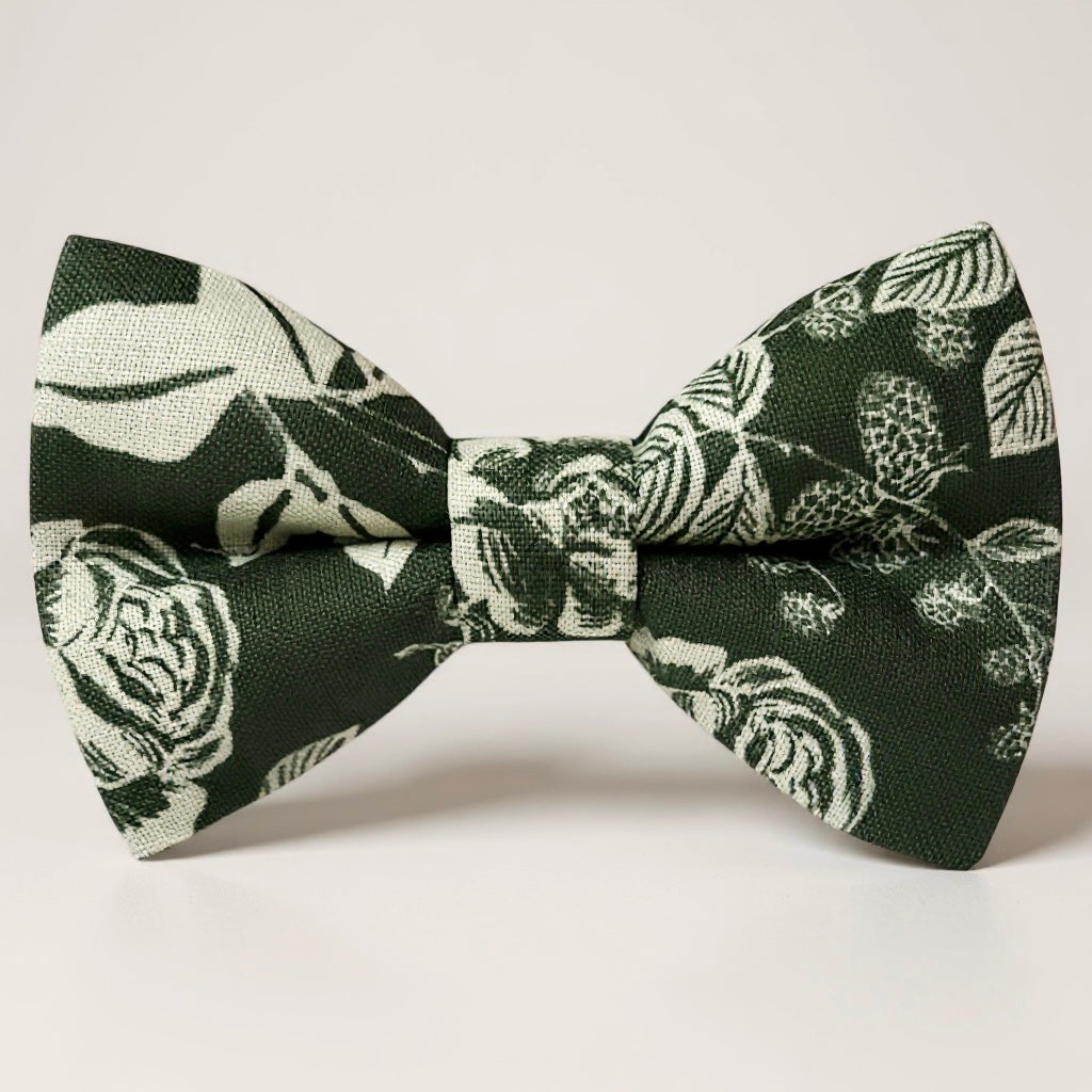 Floral Olive Green Bow Tie for wedding, groomsmen and ring bearer outfits.