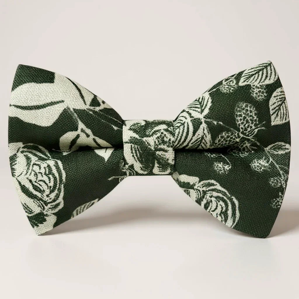 Floral Olive Green Bow Tie for wedding, groomsmen and ring bearer outfits.