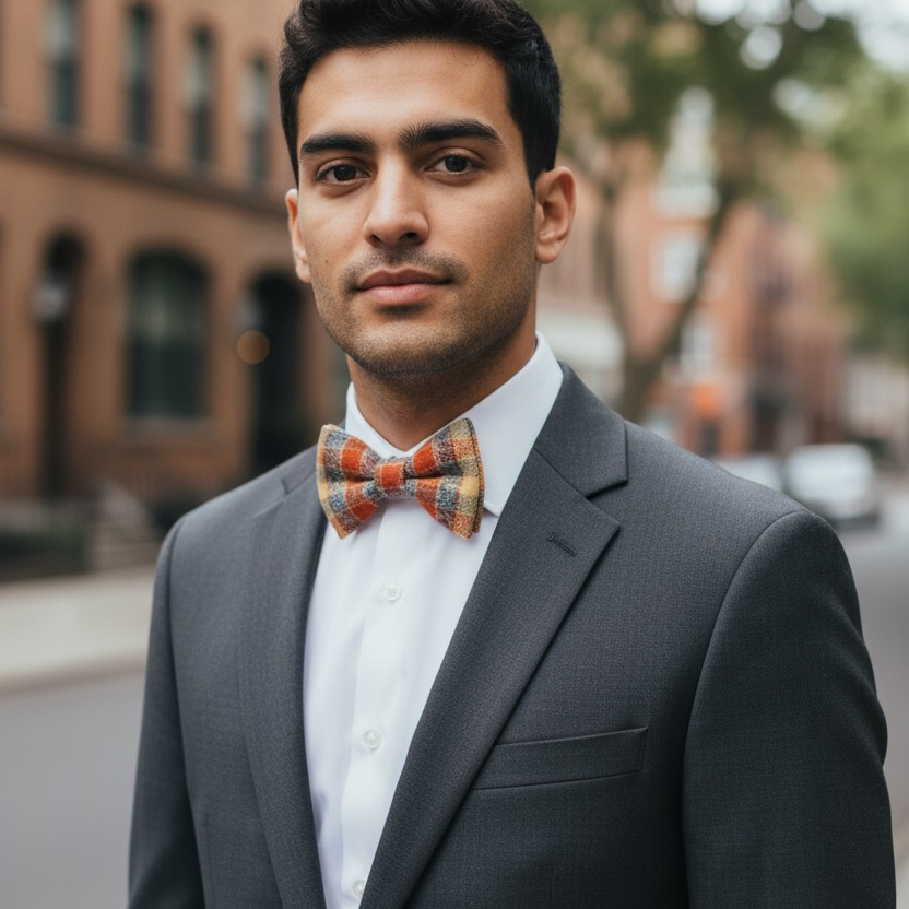 Fall Plaid Bow Tie – Autumn Wedding and Thanksgiving Bow Tie