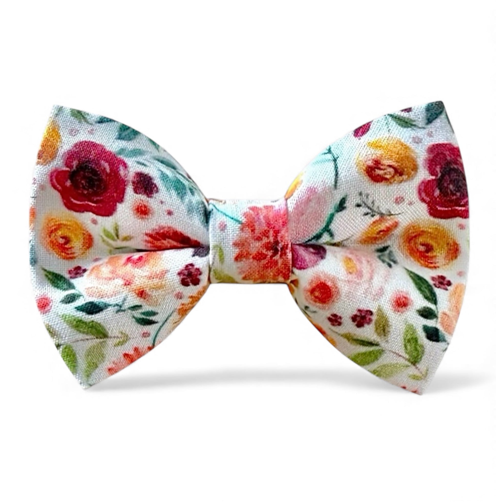 Floral patterned bow tie on a white background