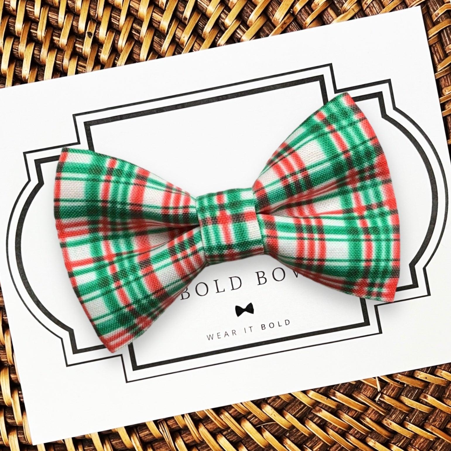 Red & Green Plaid Dog Bow Tie for Dog and Cat Collar