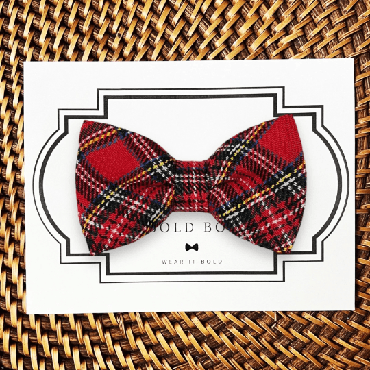 Red Tartan Plaid Dog Bow Tie for Dog Collar or Cat Collar